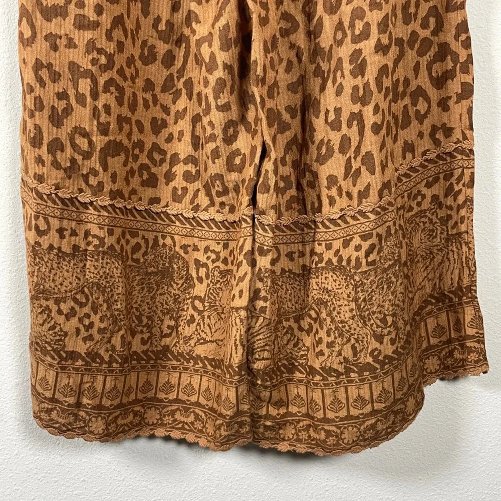 Soft Surroundings Wide Leg Pants Women PL Orange‎ Leopard Print Excellent Petite